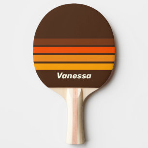 Pala De Ping Pong Marrón Retro a lo Largo de la Franja con Nombre