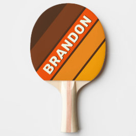 Pala De Ping Pong Marrón Retro Negrita Rayado con Nombre