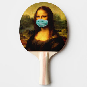 Pala De Ping Pong Máscara de cara. Mona Lisa en cuarentena. Meme g