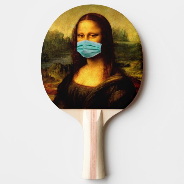 Pala De Ping Pong  Máscara de cara. Mona Lisa en cuarentena. Meme gr (Anverso)
