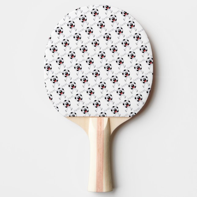 Pala De Ping Pong Mascota de Balón de Fútbol Sonriente (Anverso)