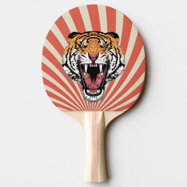 Pala De Ping Pong Mascota del tigre de espiral retro (Reverso)