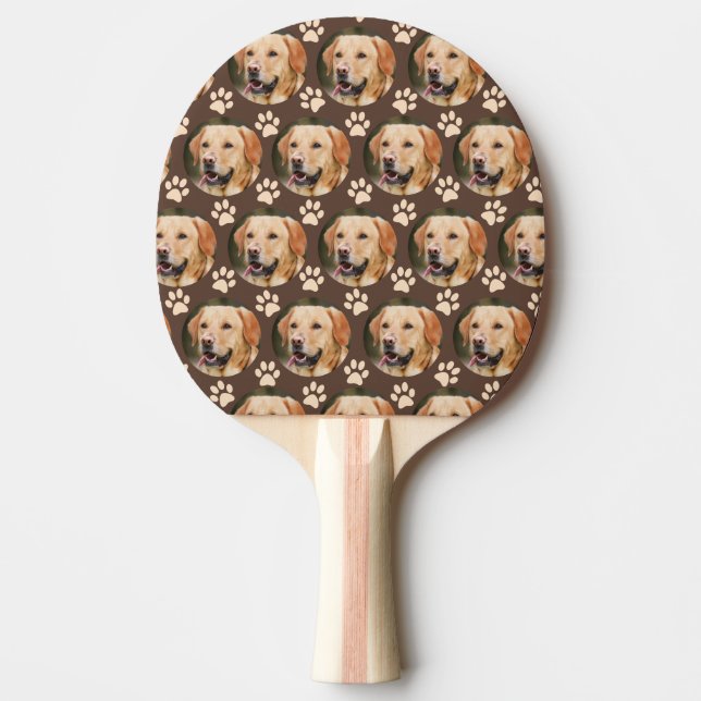 Pala De Ping Pong Mascota personalizado Patrón de foto Perro Marrón (Anverso)