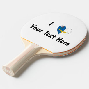 Pala De Ping Pong Me encanta (Corazón de bandera azoriana) Personali