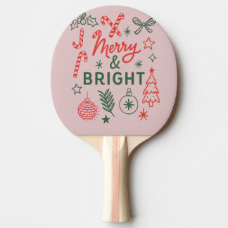 Pala De Ping Pong Medias de Navidad Retro Merry & Bright | Festivas 