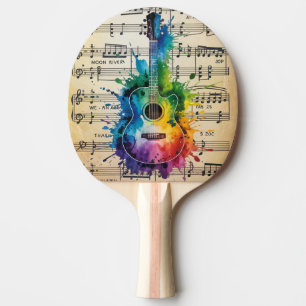 Pala De Ping Pong Melodía colorida: Guitarra pintada sobre música vi