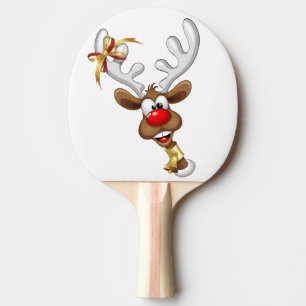 Pala De Ping Pong Meme Divertido de Navidad de Reno Mirando