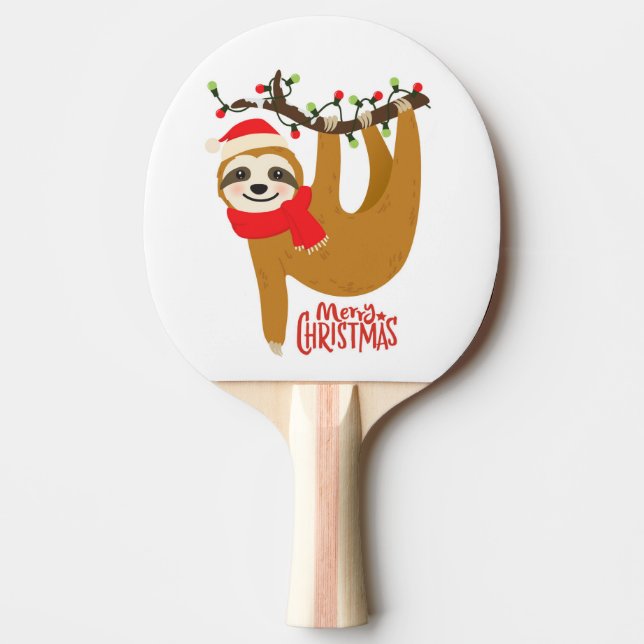 Pala De Ping Pong Merry Christmas Sloth | Vacaciones (Anverso)
