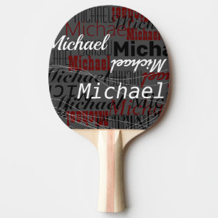 Pala De Ping Pong Mesa gris oscuraTenis con el nombre del jugador
