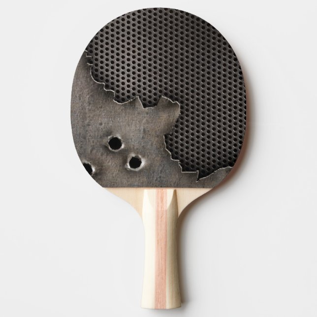 Pala De Ping Pong Metal con el fondo de los agujeros de bala (Anverso)