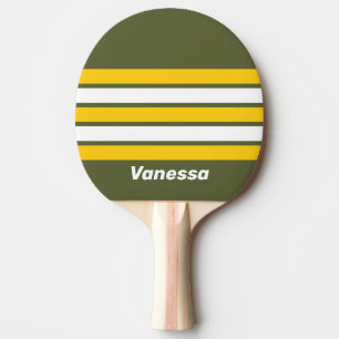 Pala De Ping Pong Miel Verde Nostálgico a Traves de Rayas con Nombre