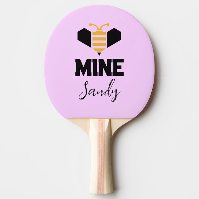 Pala De Ping Pong Mina de abejas (nombre) Regalo romántico Minimalis (Anverso)