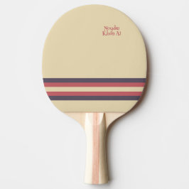Pala De Ping Pong Minimalista, rayas retro rosadas, texto en crema