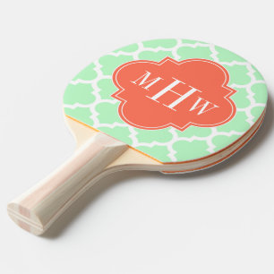 Pala De Ping Pong Mint White Moroccan #5 Coral 3 Monograma inicial