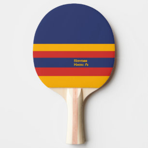Pala De Ping Pong Mitad y rayas líneas horizontales azul amarillo ro