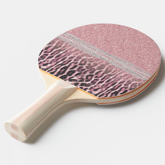 Pala De Ping Pong Moda Girly Pink Leopard Purpurina de impresión ani (Ángulo frontal)