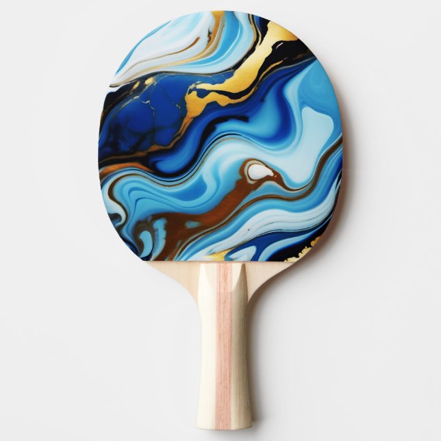 Pala De Ping Pong Moda Pastel oro azul Faux Marble (Anverso)