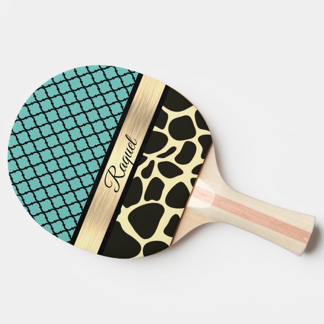 Pala De Ping Pong Moda Quatrefoil Giraffe Imprimir (Lateral)