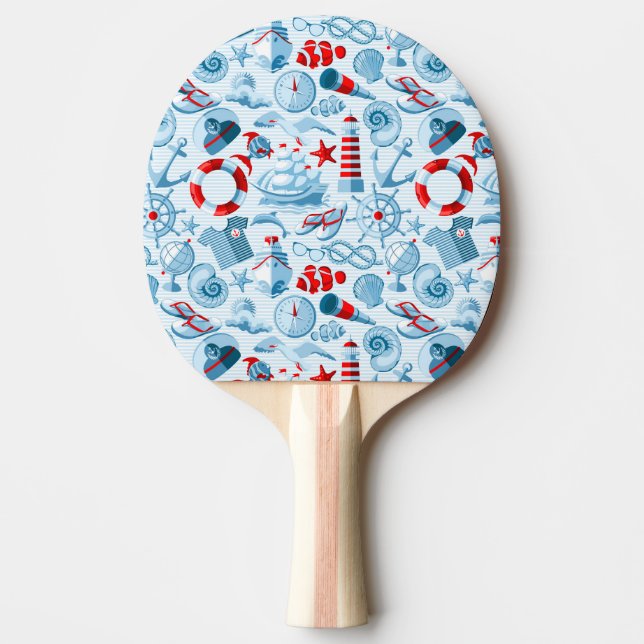 Pala De Ping Pong Modelo blanco y azul rojo náutico (Anverso)