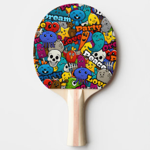 Pala De Ping Pong Modelo colorido de los caracteres de la pintada