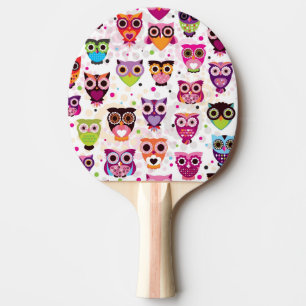 Pala De Ping Pong Modelo colorido del búho para los niños 2