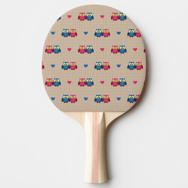 Pala De Ping Pong Modelo comprobado con los búhos del amor (Anverso)