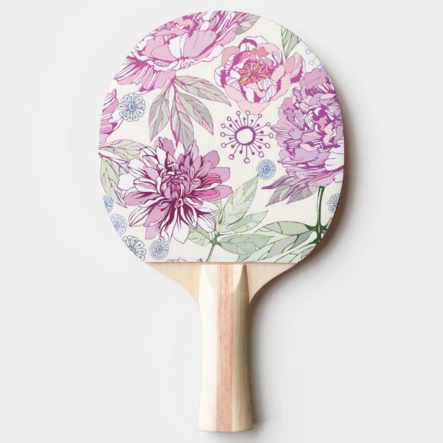 Pala De Ping Pong Modelo con las flores rosadas (Anverso)