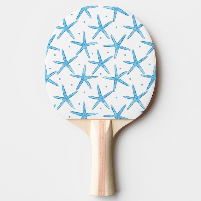 Pala De Ping Pong Modelo de estrellas azul de mar de la acuarela (Anverso)