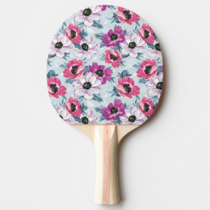 Pala De Ping Pong Modelo de flores del color de la elegancia en azul