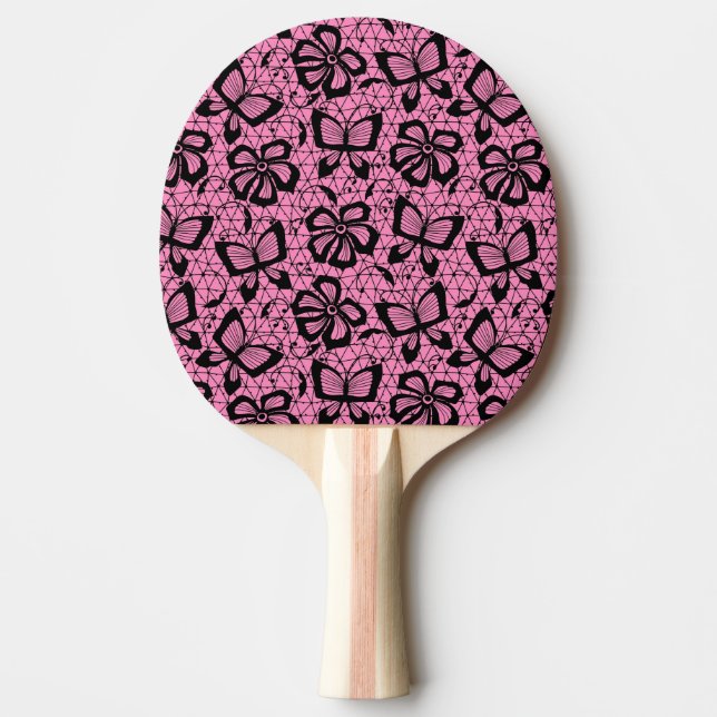 Pala De Ping Pong modelo del cordón con las mariposas (Anverso)