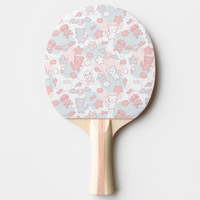 Pala De Ping Pong modelo del kawaii con doodle (Anverso)