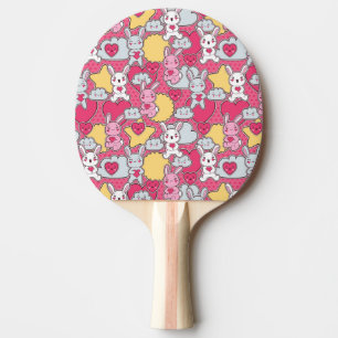 Pala De Ping Pong Modelo del niño de Kawaii con los Doodles lindos 