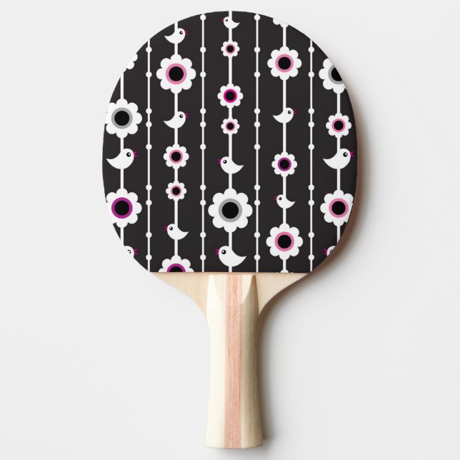 Pala De Ping Pong modelo del pájaro y de flores (Anverso)