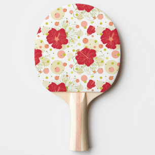 Pala De Ping Pong Modelo dibujado mano del hibisco