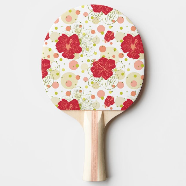 Pala De Ping Pong Modelo dibujado mano del hibisco (Anverso)