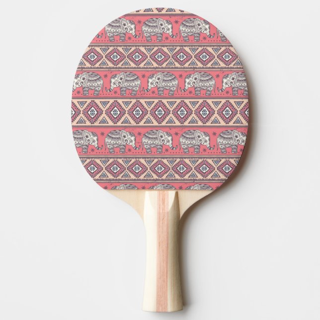 Pala De Ping Pong Modelo étnico rosado del elefante (Anverso)