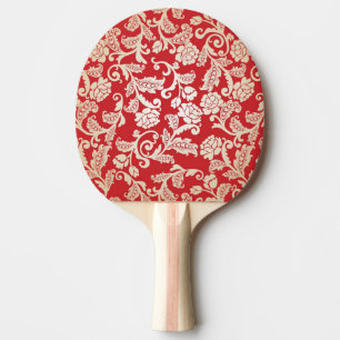 Pala De Ping Pong Modelo floral del fondo del damasco