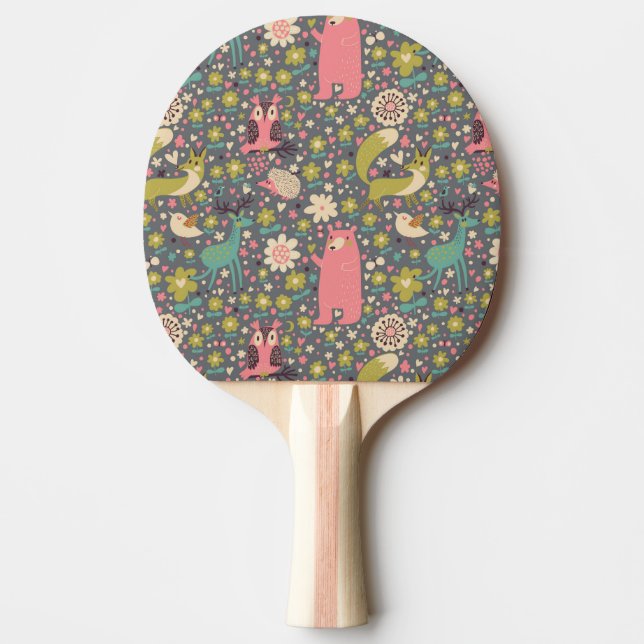Pala De Ping Pong Modelo lindo de los animales del bosque (Anverso)