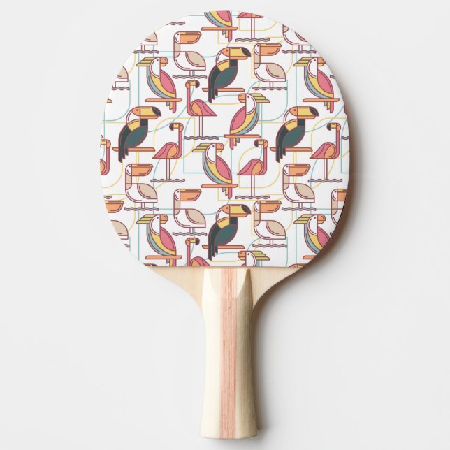 Pala De Ping Pong Modelo moderno con los pájaros tropicales (Anverso)