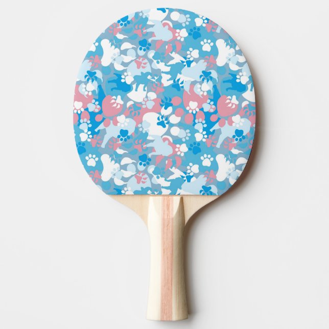 Pala De Ping Pong Modelo rosado y azul del perro del camuflaje (Anverso)