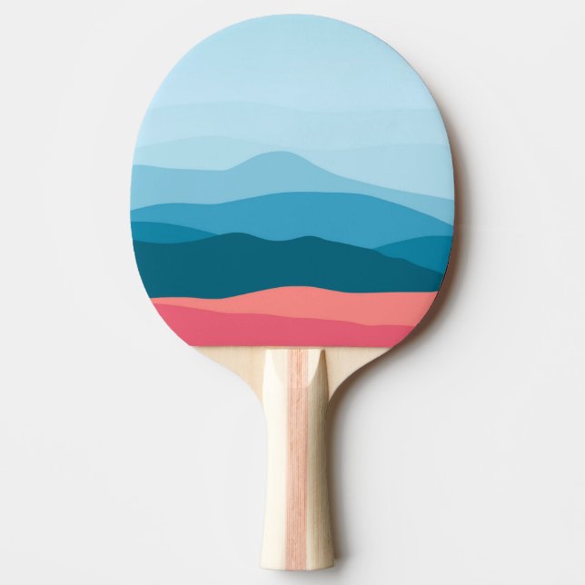 Pala De Ping Pong Modern Abstract Pastel Blue Pink Mountains (Anverso)