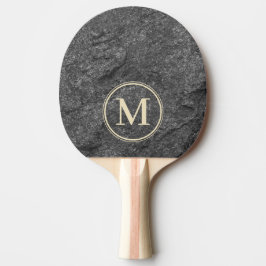 Pala De Ping Pong Modern Dark Granite Stone Monogram