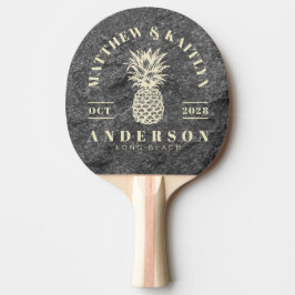 Pala De Ping Pong Modern Dark Granite Tropical Pineapple Wedding