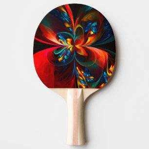 Pala De Ping Pong Modern Floral Resumen Art Naranja Patrón Azul #14