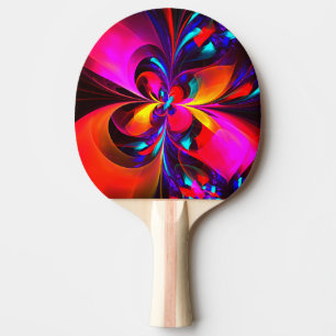 Pala De Ping Pong Modern Floral Resumen Arte Patrón Azul Rojo #07