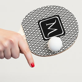 Pala De Ping Pong Modern Geometric Monogram Black White