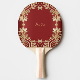 Pala De Ping Pong Modern Gold Red Floral Ping Pong Paddle