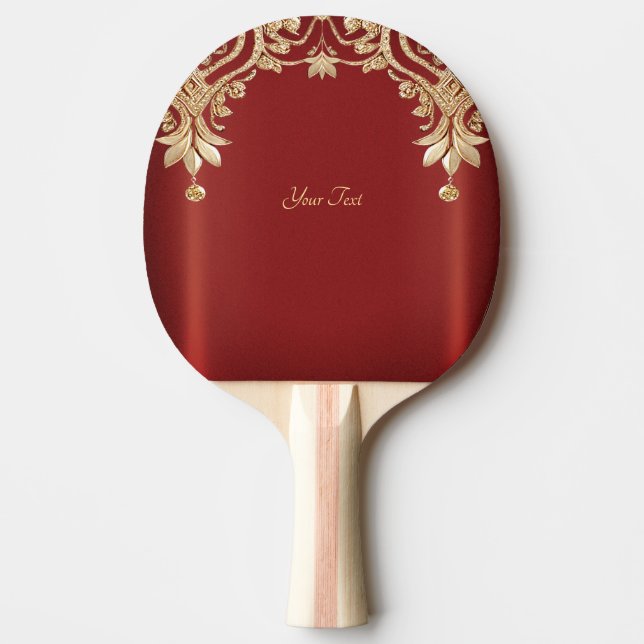 Pala De Ping Pong Modern Gold Red Floral Ping Pong Paddle (Anverso)
