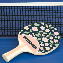 Pala De Ping Pong Modern Pink Wildflowers Pattern