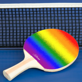 Pala De Ping Pong Modern Rainbow Mosaic Script Name
